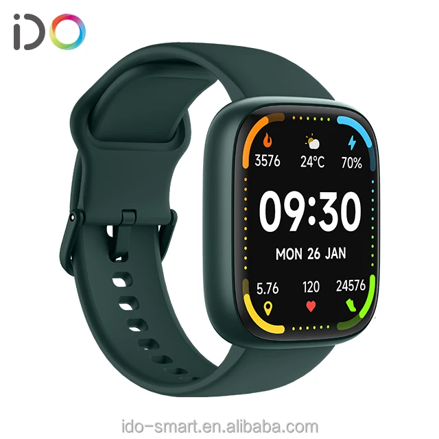 IDW26 Smart Watch Silicon Strap Fitness Tracker Sport Smartwatch Features Heart Rate/Blood IOS TFT Square