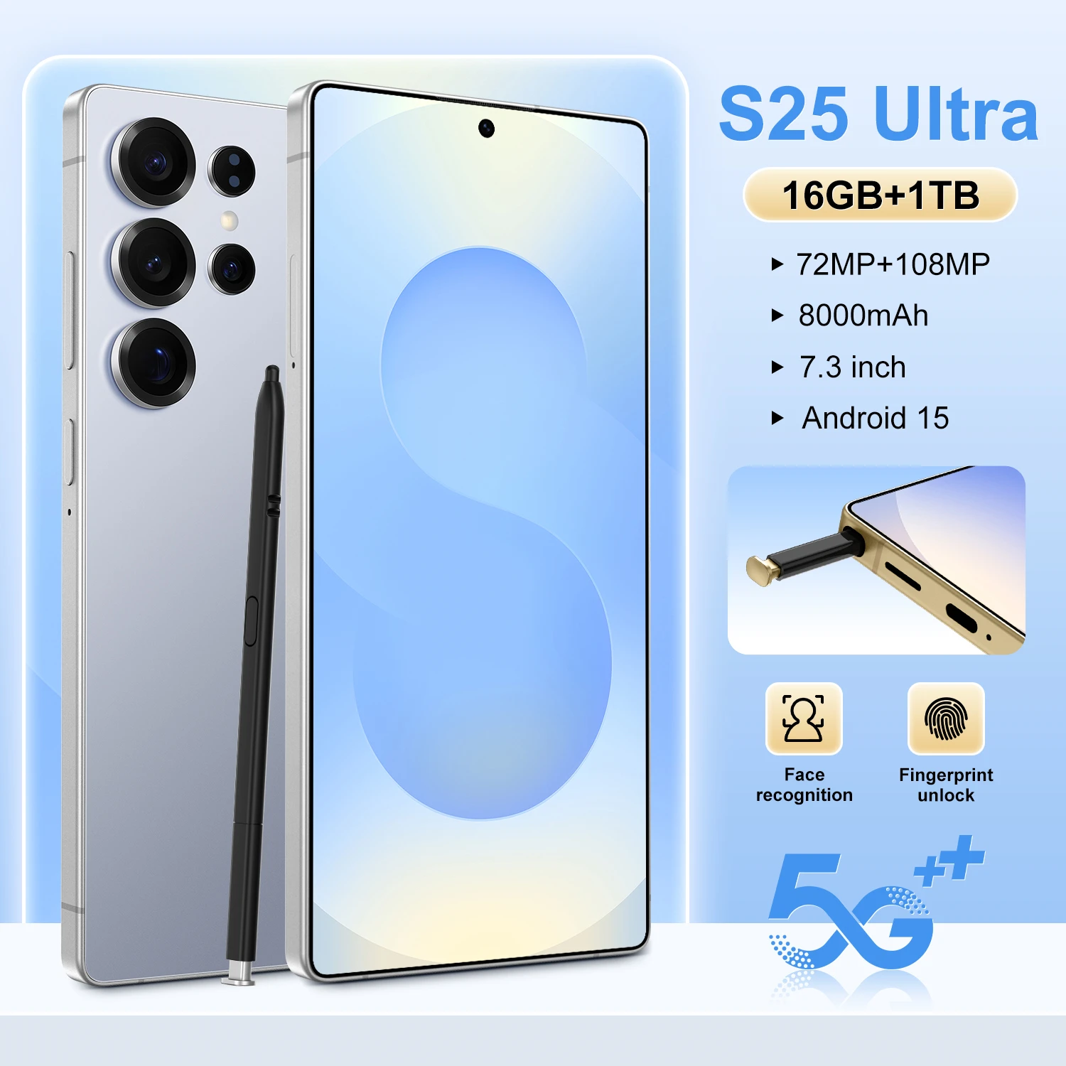 New S25 Ultra 5G Smartphone with 7.3-Inch HD Screen 16GB+1TB Large Memory 108MP Rear Camera Spanish Operating Language - Image 2