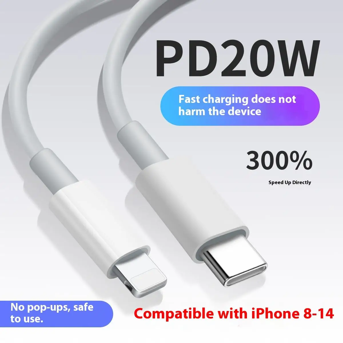 Universal 1 Meter Fast Charging USB Data Cable for Apple iPhone 15 14 8 7 XS XR PD20W Mobile Phone Use Pack of 200 - Image 4