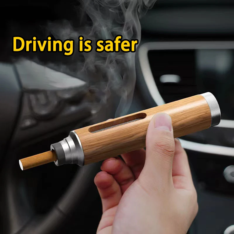 Portable Car Ashtray Mini Car Ashtray Anti Soot-flying Cigarette Cover Anti-ash Luxury Wood Cigarette Holder for Smoking Gift Pack of 50 - Image 4