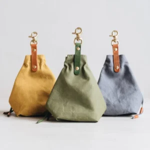 Portable Pet Snack Bag Outdoor Dog Food Pouch Canvas Dog Food Storage Bag Drawstring Dog Treat Training Bag Pack of 2