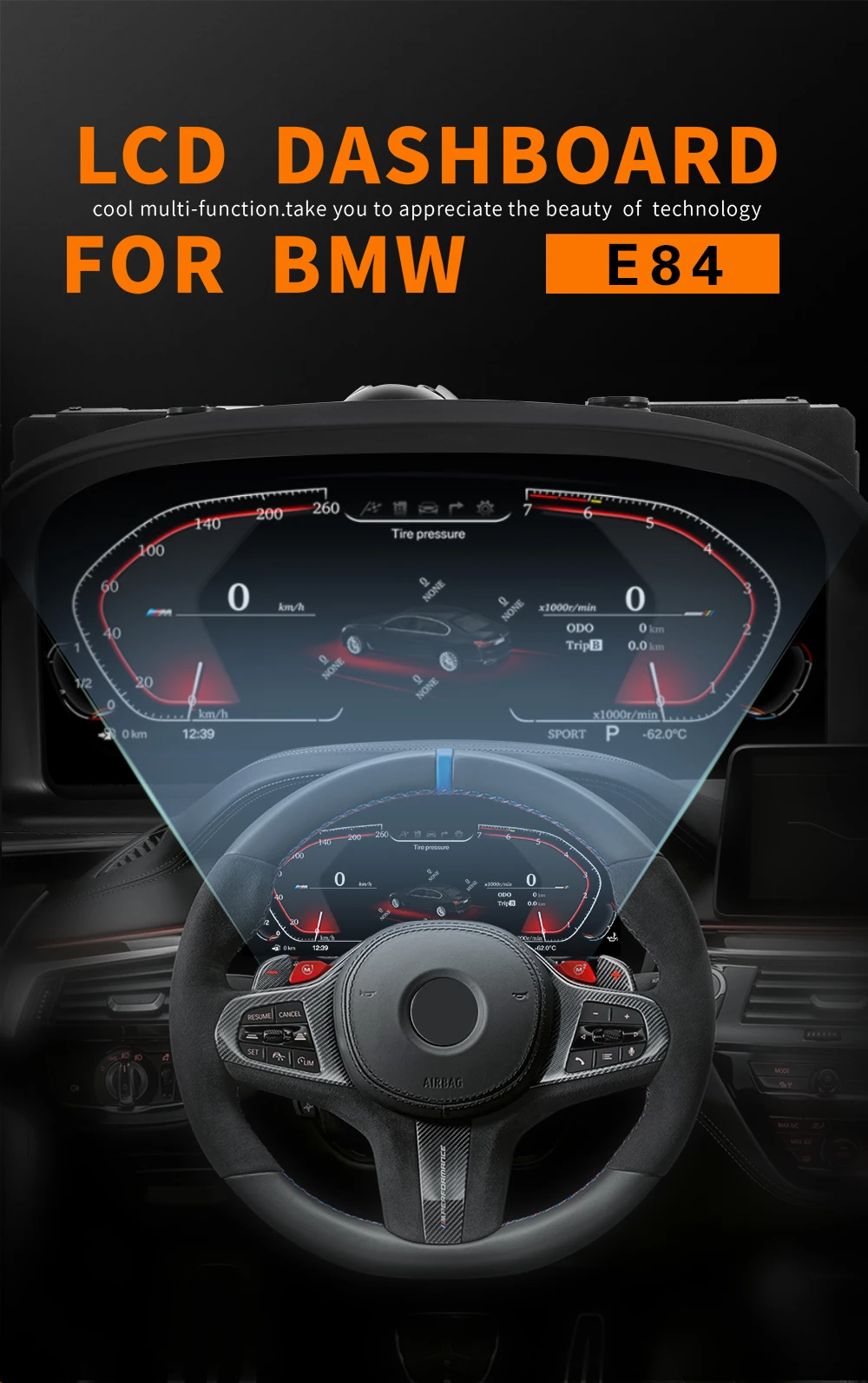 12.3" Digital LCD Dashboard Speedometer for BMW X1 E84 Instrument Cluster Virtual Cockpit HUD Head-Up Display Condition - Image 2