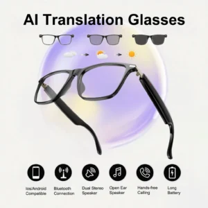 SHR AI Translation Smart Glasses Photochromic Lenses Support 160+ Languages Real-Time Translation Hands-Free Calling & Music Pack of 2
