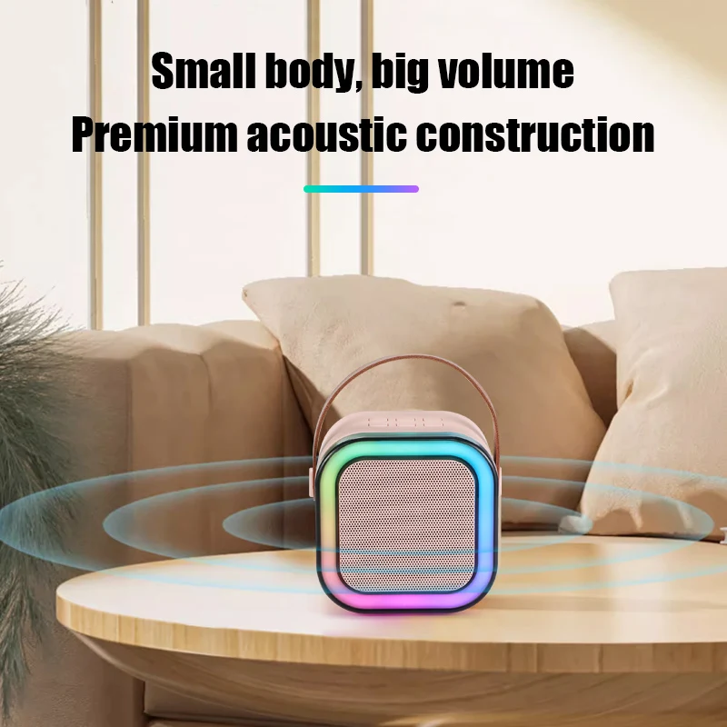 K12 Mini Portable Microphone Audio Integrated Microphone Bt Speaker Outdoor Portable Speakers Karaoke Machine with 2 Microphone - Image 4