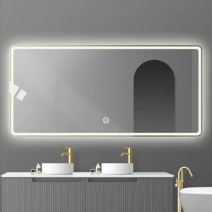 Factory Direct Sell Hotel Washroom Frameless Waterproof Lit Modern Led Light Wall Bath Mirror Anti Fog Smart Bathroom Mirror Pack of 2
