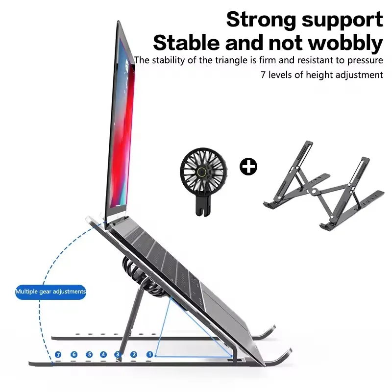 Laptop Cooler Stand Foldable Tablet Computer Cooling Pad Portable Stand for 16-18 Inch Tablet Laptop Desktop Radiator With Fans Pack of 5 - Image 4