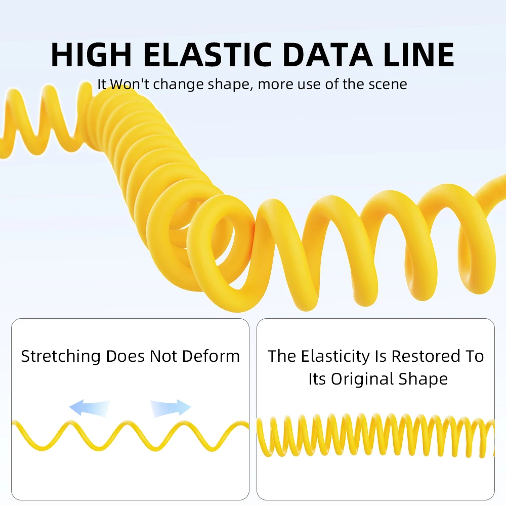 240W Chubby C-C Spring Coiled Spiral Curly Soft Liquid Silicone Aluminum USB-C to USB-C Data Charging Cable for Iphone - Image 2