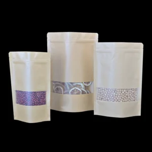 Classic Resealable Ziplock Recyclable Food Storage Stand-up Zipper Pouch Brown Kraft Paper Bag with Matte Window for Pet Food Pack of 200