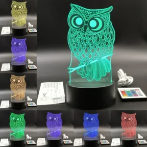 Customize Shape Visual Multicolor 16 Color Changing Wireless Acrylic 3d Illusion Led Night Lamp with Remote Control