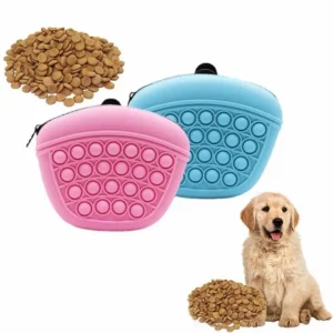 Silicone Dog Treat Pouch Small Training Bag Portable Dog Treat Bag for Leash with Magnetic Closure and Waist Clip Pack of 10