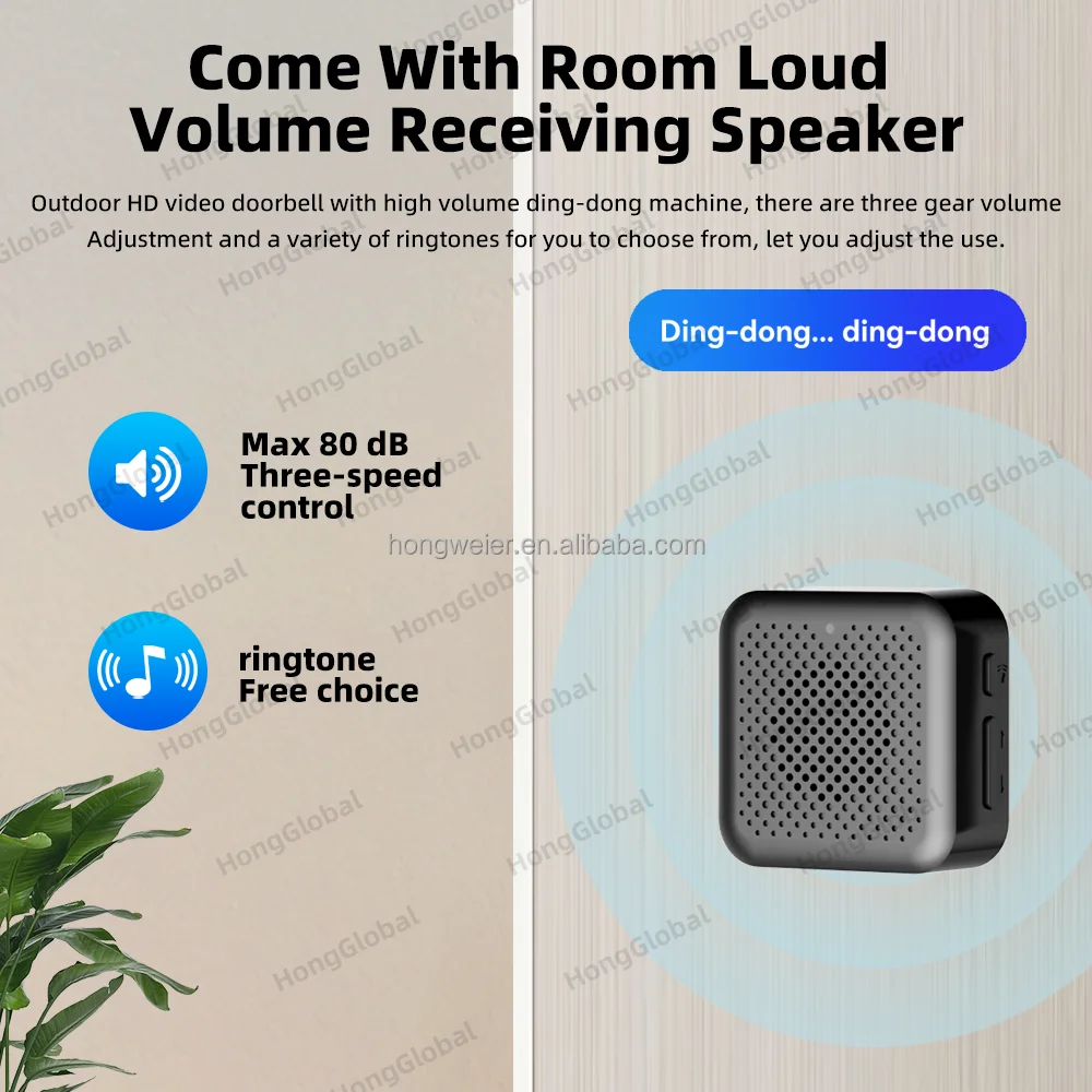 HongGlobal 5MP IP Ring Battery Bell Door Surveil Video Doorbell Security Camera ICam365 WiFi Ring Smart Wireless Doorbell Camera - Image 3