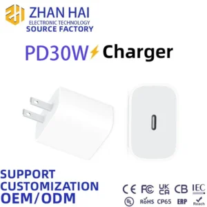 PD 30W Quickly Charger US Standards Plug Adapte for IPhone15 16 17models Type-C Interface Adapte for IPhone Fast Charger Pack of 200