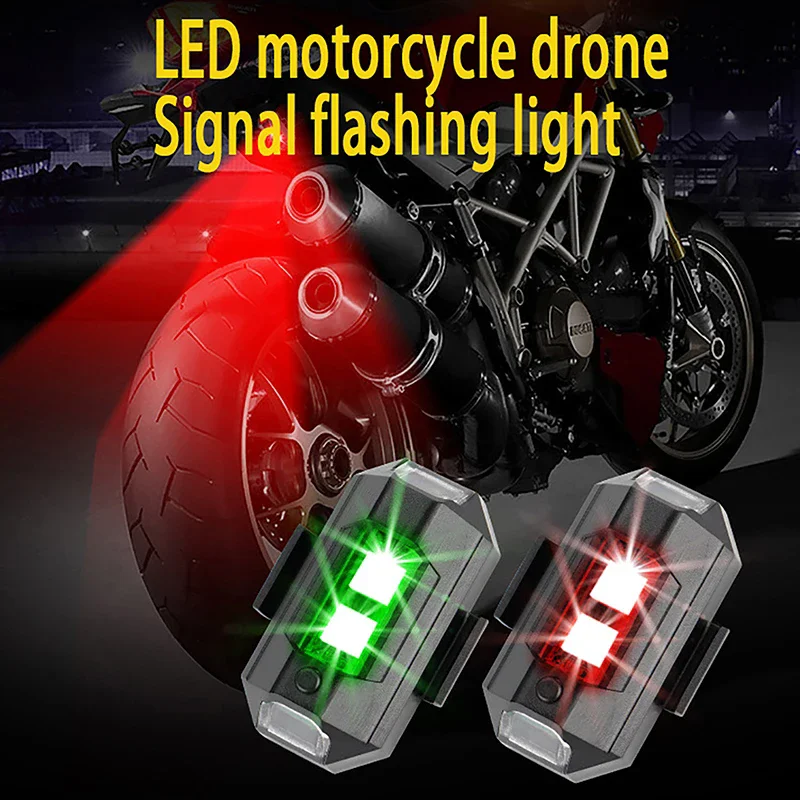 Motorcycle CAR Lights LED Drone Strobe Light Universal Anti-Collision Bike Aircraft Night Flying Mini Flashing Warning Light Pack of 5