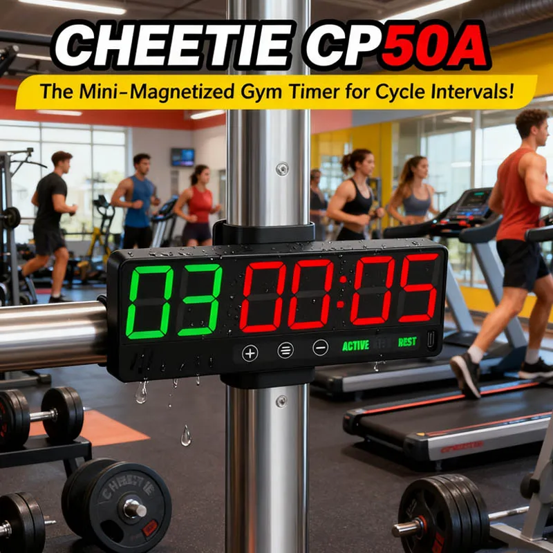 CHEETIE CP50A Green Red Small Home Gym Timer Clock Stopwatch Workout Interval Timer Rechargeable Battery ABS Dumbbell Accessory - Image 2