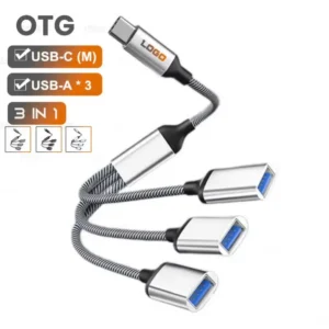 OEM 3 in 1 USB C to USB 2.0 Cable OTG Adapter 60W Fast Charging Cable USB C Convertor 3 Ports Data Transfer Adapter Pack of 10