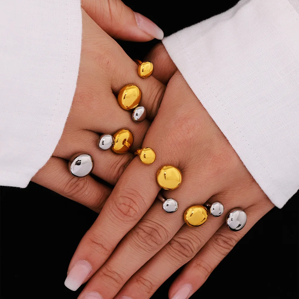 Unique Fine Rings Stainless Steel Headphone Shaped Ring High Polished Silver Special Waterproof Adjustable Rings for Women Pack of 6 - Image 2