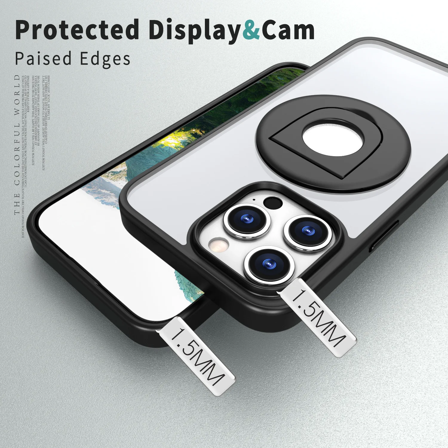 Clear Ring Rotating Stand Magnetic Phone Cover 15 14 Plus Rugged Protective Mobile Phone Cover for iPhone 16 Pro Max Pack of 5 - Image 4