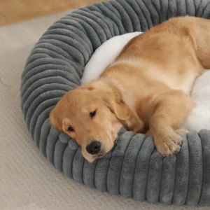 New Fur Round Donut Dog Bed Luxury Comfortable Washable Warm Pet Bed Cat Mat Faux Rabbit Fur for Small Large Dogs Pack of 2