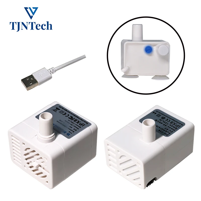 DC 5V 150L/H Water Pump with Lamp & Censor Auto-Shutdown for Pet Water Fountain USB Charged Submersible Water Pumps Pack of 10