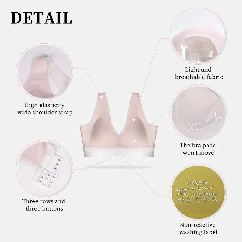 Aiermei Daily Sleep Bras Laser Cut Soft Comfortable Quick Dry Plus Size Push up Elastic Straps V-neck Women Seamless Bra Pack of 3 - Image 2