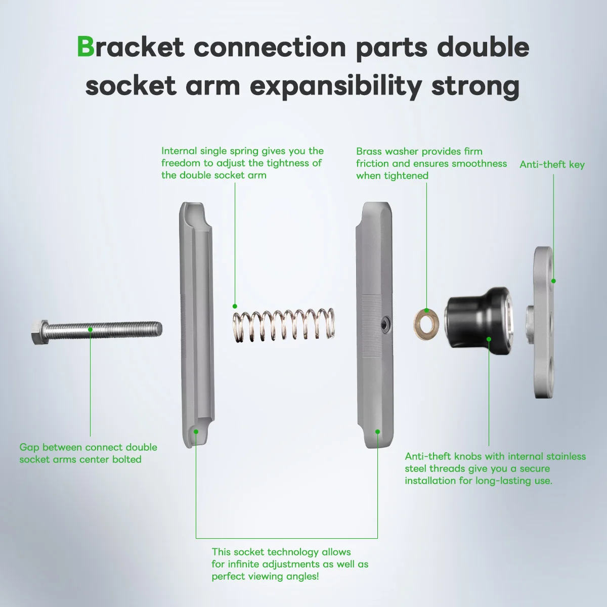 FANAUE-150F Anti-Theft Bike/Motorcycle Phone Holder with for RAM Mounts B Size Ball Head Double Socket Arm Flexible Features - Image 3