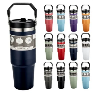 30oz Tumbler with Handle Double Wall Insulated Convenient to Carry Coffee Cup Car Travel Coffee Mugs Pack of 25
