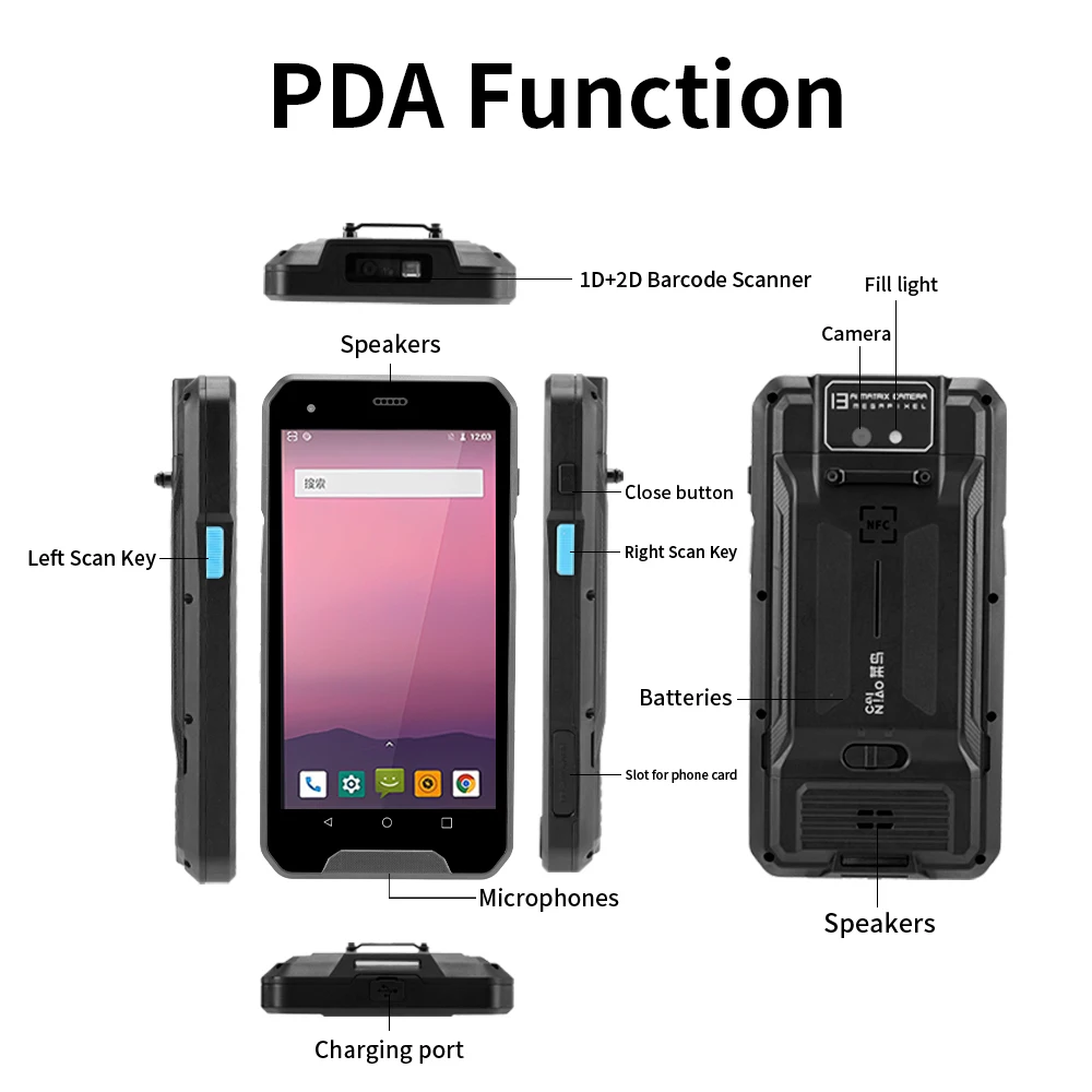 JR YK-937 5inch IP64 T80 Android 2D Qr Code Reader Handheld Terminal Pda Android Barcode Scanner with Nfc Rfid Reader Medical - Image 2