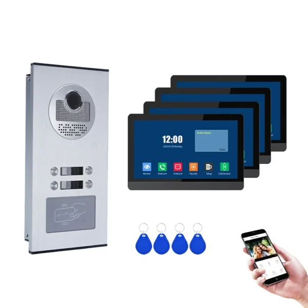 7-Inch Screen Video Intercom Doorbell with Night Vision RFID Unlock ...