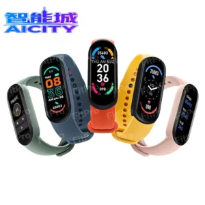 M6 OLED Smart Watch Men Women Android Fitness Sports Band IP67 Waterproof Heart Rate Blood Pressure Monitor Remote Control Pack of 2