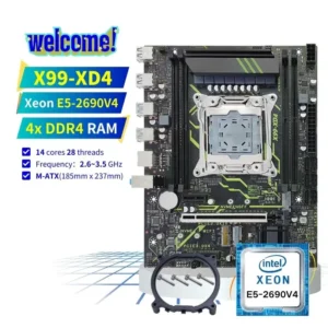 PANDL Desktop X99-XD4 PC Combination Set Matx NVMe M2 WiFi6 Sata3.0 DDR4 Ram Intel Xeon E5 2690 V4 Combo X99 Motherboard Kit
