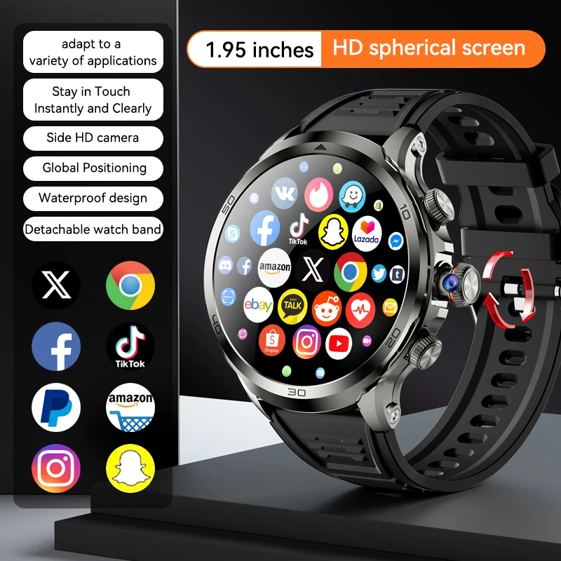 H19 4G Sim Card Smart Watch 3+32GB Memory 1.95inch 1990mah Large Battery HD Video Call Download Software Smartwatch with Camera Pack of 2 - Image 4
