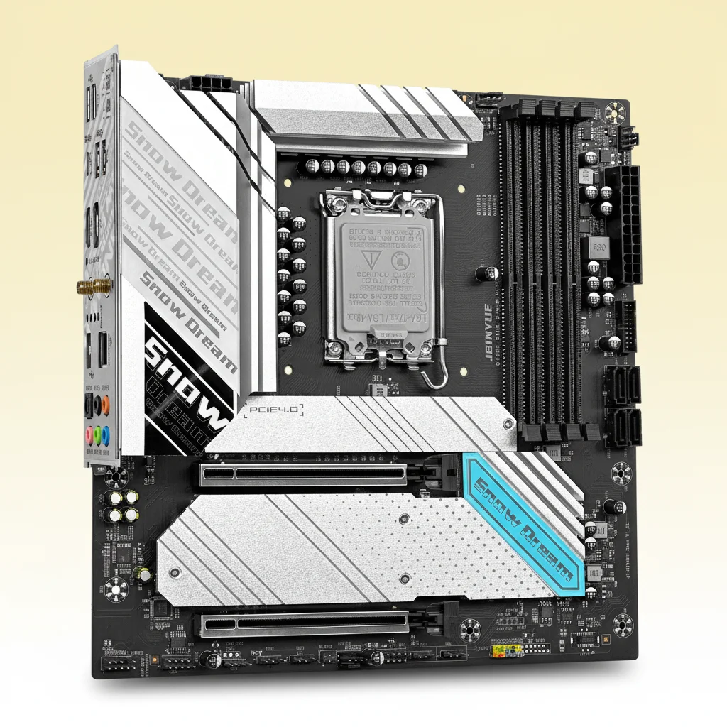 JGINYUE B760M Snow Dream WiFi/B Motherboard DDR4 Mainboard Supports 12th 13th and 14th Generation LGA1700 Platform Processors