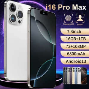 Android 14 I16 Pro Max Mobile Phone Deca Core CPU 16GB RAM 7800mAh Battery 108MP Rear Camera in English