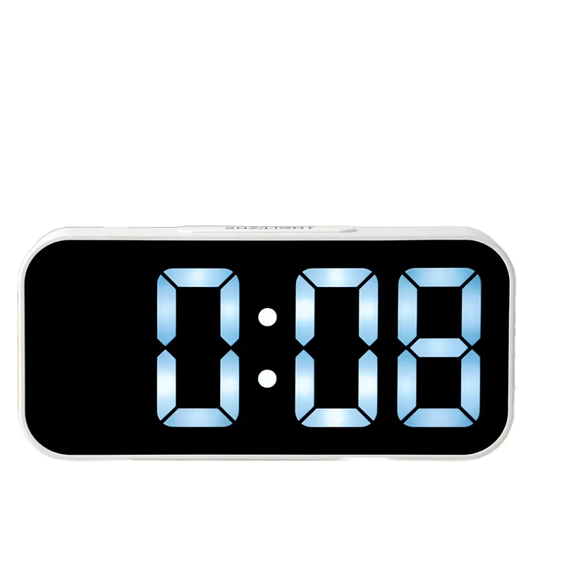 LOW MOQ Simple LED Mirror Clock Large Screen White Digital Clock Desk Clock Desktop Alarm Clock Bedside Electronic Clock Pack of 50 - Image 2