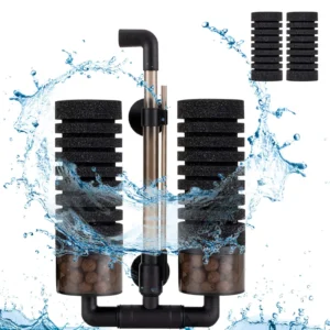 Aquarium Electric Sponge Filter Silent Diving Foam Filter Ceramic Medium Ball Seawater Freshwater 3W/5W Silent Fish Pond Filter Pack of 2
