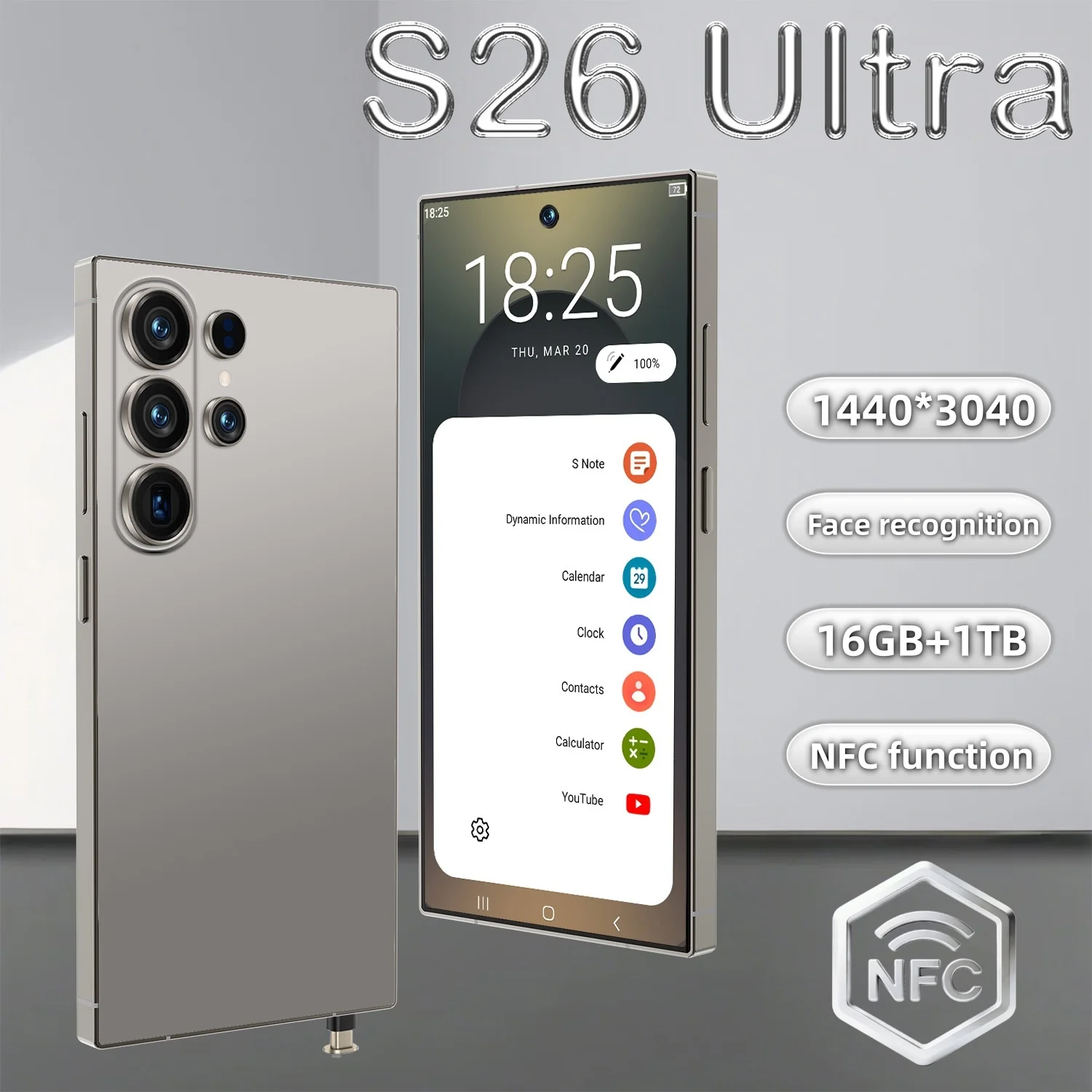 Large Battery New High Quality Mobile Phone S26 ultra 16GB + 1TB 5G NFC Smartphone 7.3inch Screen Mobile Phone - Image 4