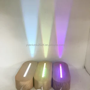 Beech Wood LED Night Light Base Wooden Oval Rectangular 3D Illusion Christmas Mini ABS for Home Table Christmas Gift Night Light Pack of 2