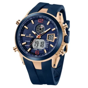 REWARD Men's New Fashion Watch Silicone Strap Quartz Watch Waterproof Night Light Automatic Date Timing Sports Watches for Man Pack of 2