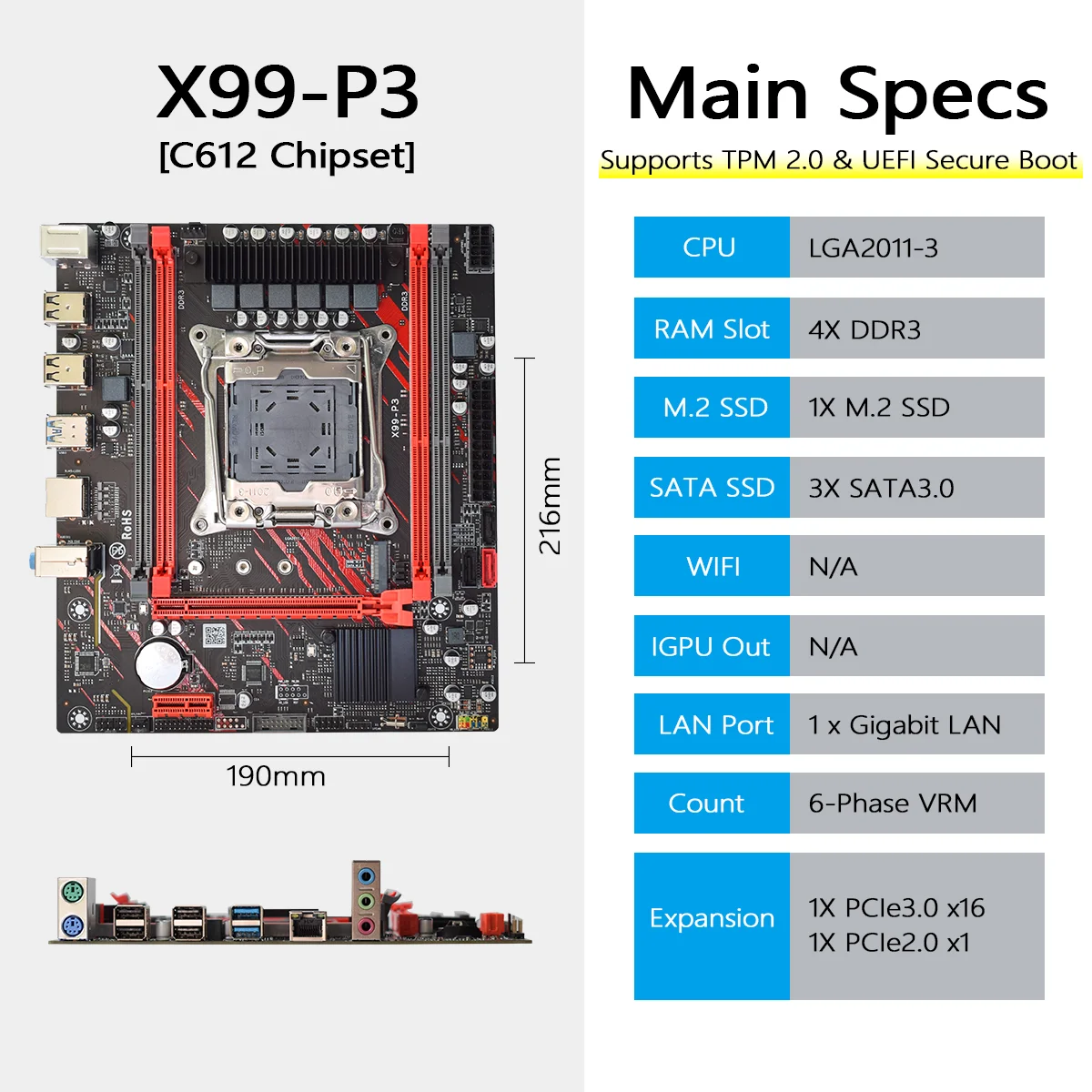 PANDL NEW X99-P3 Micro-ATX Desktop Mainboard Kit with Intel Xeon E5 2676 V3 CPU 4x DDR3 X99 Motherboard Combo Xeon X99 Kit - Image 3