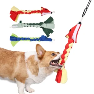 Animal Flirt Pole Teaser Wand Fashion Pet Chew Toys for Dog Training and Teeth Cleaning Replacement Chew Toys Pack of 5