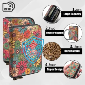 Anti-fraud Protection PU Leather Flower Mobile Phone Bag Credit/Name Card Slot for All Mobile Phones Pack of 2