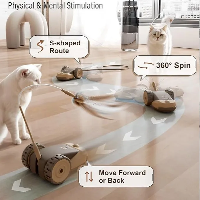 Electric Gravity Running Intelligent Self-HI Boredom Relief Plastic Cat Toy Teasing Stick for Cats Pack of 2 - Image 3