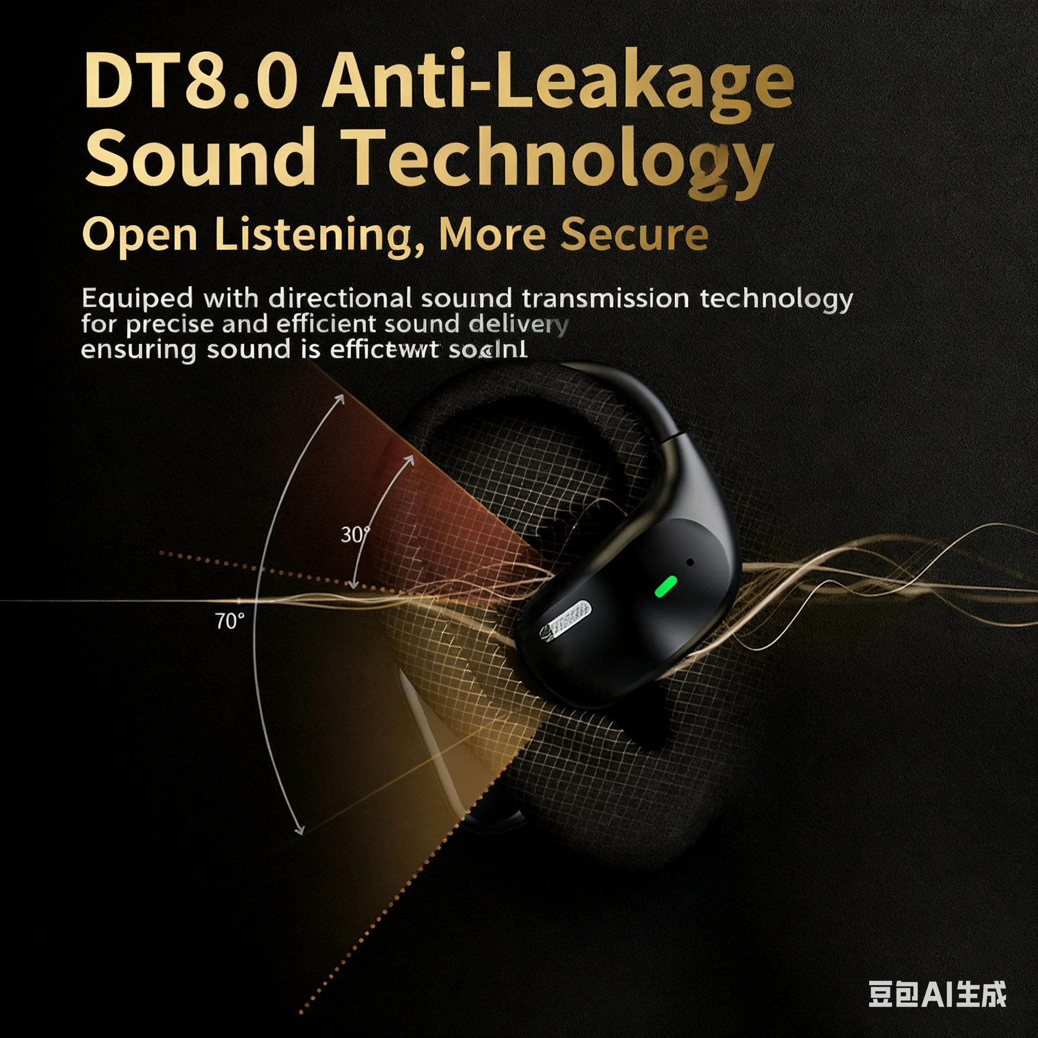 Ai Translator Smart Screen Control Earbuds Gaming Stopwatch BT V5.4 Waterproof Wireless Digital Display Air Conduction Ear Hook Pack of 3 - Image 3