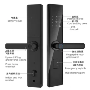 New Arrived Key-less Fingerprint Unlock Remote Control Smart Door Locks with Build-in Doorbell for Aluminum Wooden Door
