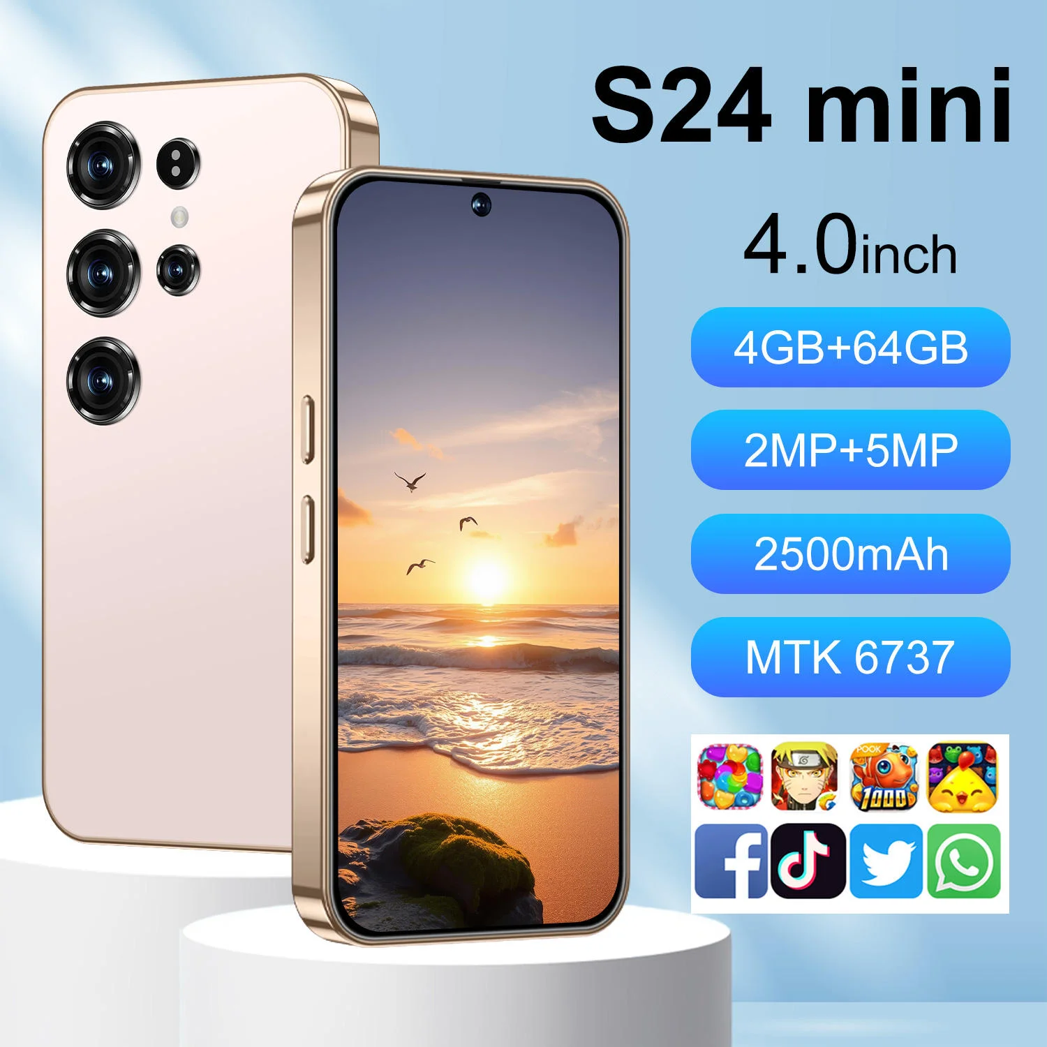 Crisp Details S24 Ultra Smart Mini Phone Lightweight Android Mobile 2GB+16GB 144Hz HD LTE CDMA English French Spanish - Image 4