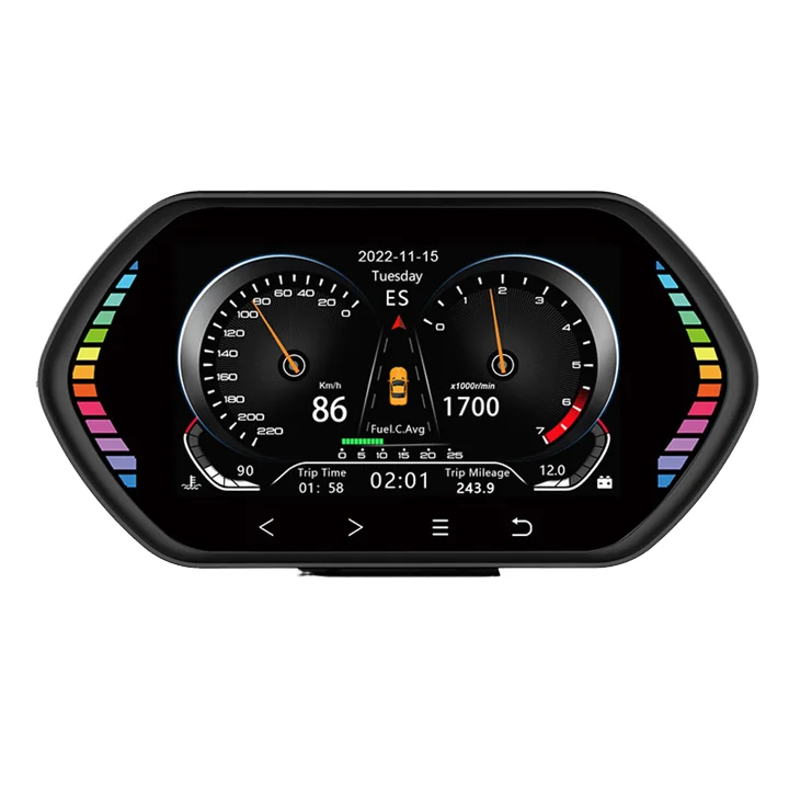 F12 HUD Head-Up Display OBD+GPS+Slope Meter LCD Digital Speedometer with Water Temperature for Car/Vehicle