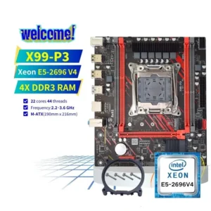 PANDL NEW X99-P3 Micro-ATX Desktop Mainboard Kit with Intel Xeon E5 2696 V4 CPU 4x DDR3 X99 Motherboard Combo Xeon X99 Kit