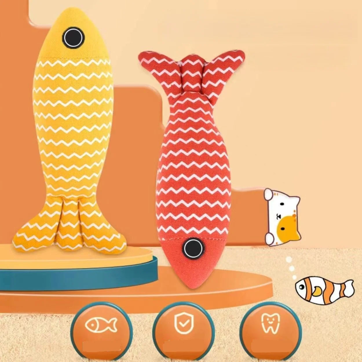 Factory Many Color Cute Cat Toys Catnip Self-Hi Molar Relieving Stuffy Cat Chew Toys with Cotton Rubber for Indoor Cats Pack of 2 - Image 4