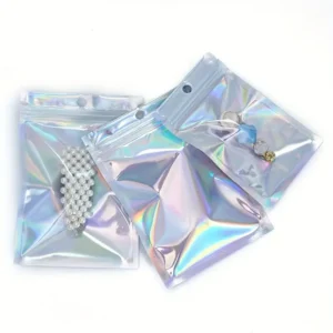 Custom Back Side Sealed Resealable Aluminized Laser Holographic Plastic Mylar Packaging Pouch Pack of 200