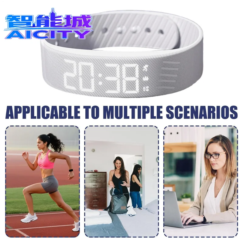 OLED Alarm Digital Watch with Silent Vibration 5-10 Days Battery Life Activity Tracker and Clock with Silicone Band - Image 4